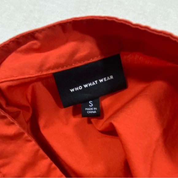 Who What Wear Dress Women Small Eyelet Short sleeve Tier Pleated Button Up belt - Picture 3 of 14